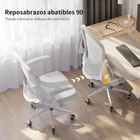 Silla de Escritorio Ergonómica con Soporte Lumbar Altura Ajustable, Reposabrazos Abatible, Para Oficina en Casa Gris - details 10