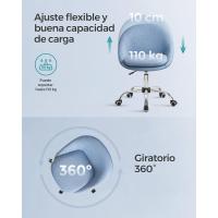 Silla de Oficina en Casa, Silla Giratoria de Algodón y Lino, Silla de Escritorio, Acolchada con Espuma, Altura Ajustable, para Estudio, Dormitorio, Azul Pálido OBG020Q01 - details 6