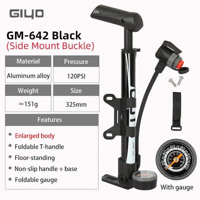 120psi Bicycle Floor Standing Pump Presta Schrader Dual Valve Conversion MTB Road Bike Mini Portable Tire Pump Inflator - 1