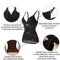 Sujetador incorporado para mujer, camiseta sin mangas, corsé de malla cruzada de compresión, Control de barriga, moldeador de cuerpo, corpiño adelgazante con cuello en V, ropa interior Sexy - details 4