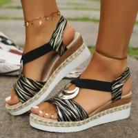 Sandalias cuña mujer,Sandalias plataforma estampado serpiente,Zapatos gladiador,Comodidad casual,Tacón medio,Verano - details 3