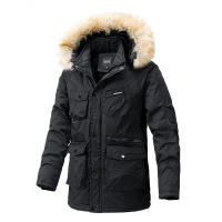 Chaqueta gruesa de lana para hombre, abrigo a prueba de viento con Cuello de piel y capucha, Parka informal de marca clásica, a la moda, novedad de invierno, 2024 - details 1