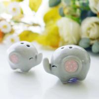 1 par de pimienta de sal de cerámica, hermosos tarros de condimento de elefante, cajas de regalo de embalaje de boda, tarros de especias decorativos - details 3