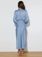 Primavera Verano nuevo vestido de manga larga de satén de gama alta vestido de noche elegante para mujer ropa de fiesta vestidos de celebridades - details 27