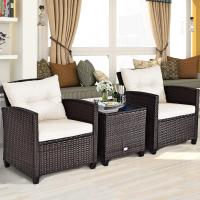 Conjunto de jardín exterior de ratán de 3 piezas, 1 mesa auxiliar de vidrio templado y 2 sillas con cojines, muebles de jardín terraza balcón exterior (negro) - details 51