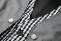 Chaleco de Dos Piezas de Moda para Hombres en Otoño Cuello en V, Tela de Poliéster, Traje a Cuadros de Colorido, Estilo Británico Casual Vintage Gentleman Leisure - details 20