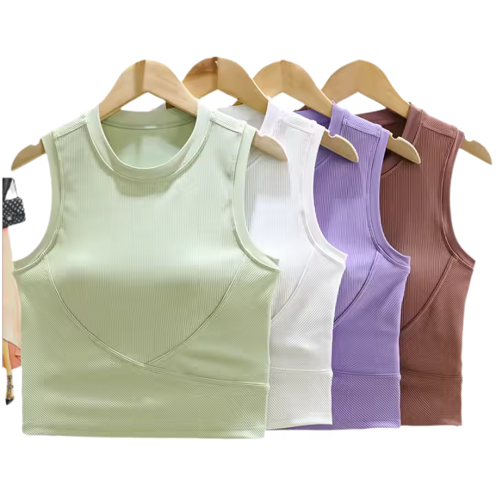 Chaleco de ejercicio de yoga Usteda, sin mangas, de secado rápido, cojín para el pecho - 1