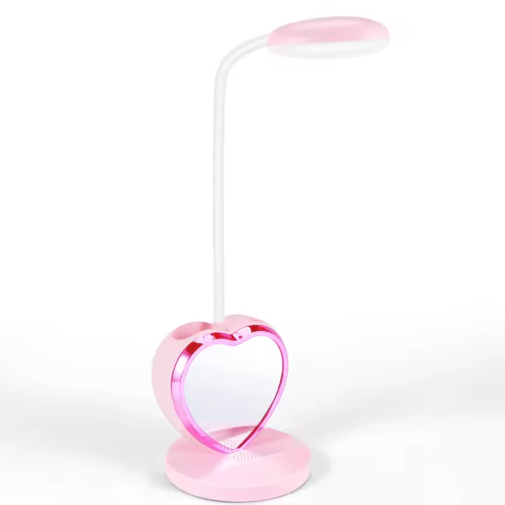 Lámpara LED de escritorio para niñas, recargable, puerto de carga USB y portalápices, cuidado de los ojos, regulable, color rosa - 1