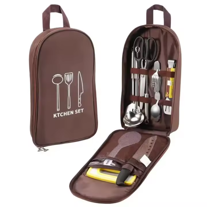 Bolsa de almacenamiento de utensilios de cocina para acampar al aire libre, organizador de utensilios de cocina, contenedor de utensilios de cocina, bolsa portátil para vajilla de barbacoa y Picnic - 1
