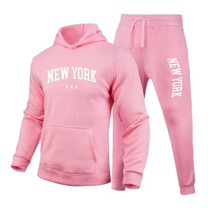 Conjunto de sudadera informal con capucha y cómodo pantalón de puro algodón. - 1