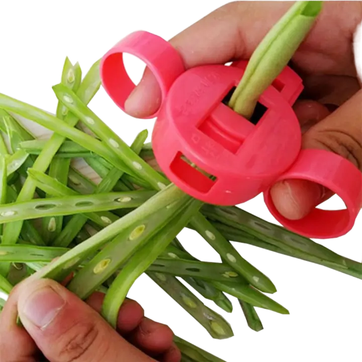 Herramientas de cocina rojas, aparatos de acero inoxidable, cortadores de judías franceses, trituradora de judías largas, verduras - 1