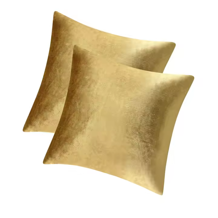 Fundas de Almohada Decorativas de Terciopelo Paquete de 2 Almohada de Sofá Cama Suave Diseño Oro - 1