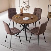 Juego de Comedor de Mesa Redonda 100cm con 4 Sillas Conjunto de Mesa y Sillas de Comedor, Cocina y Salón (Madera Oscura+Marrón Claro (PU)) - details 32