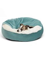 Cama de felpa suave con capucha para mascotas, cama redonda lavable, cueva calmante ortopédica para perros y gatos - details 0