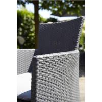 Sillón de jardín para exterior e interior con cojín incluido, Resina con acabado de ratán plano, Color Blanco - details 12