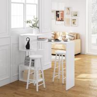 Mesa de Bar de Metal Giratorio Estructura de Mesa de Comedor con 3 Estantes Blanco - details 1