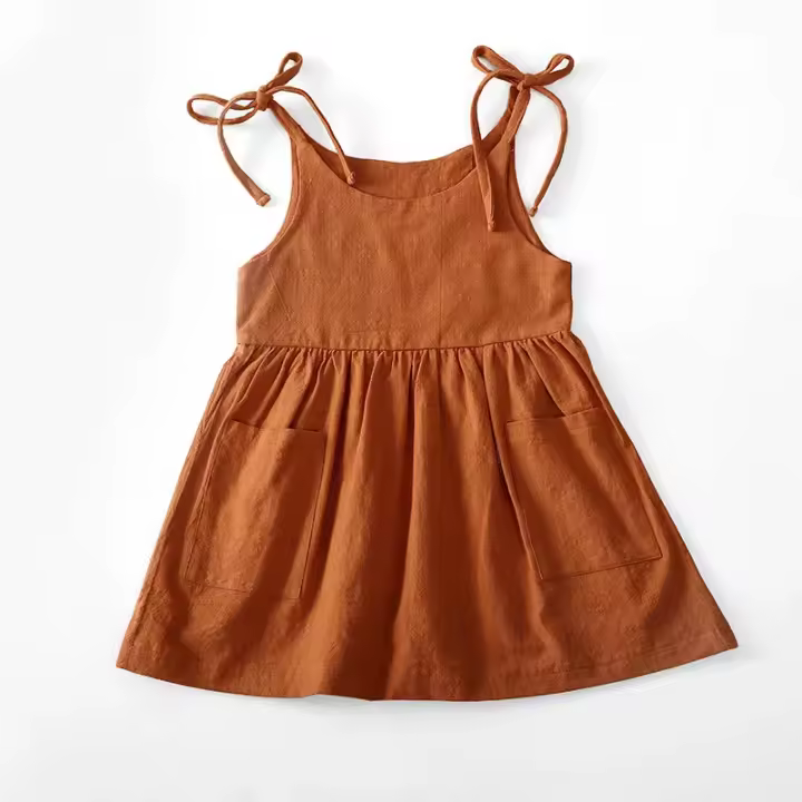 Vestido de algodón sin mangas para niñas pequeñas, ropa de verano de moda - 1