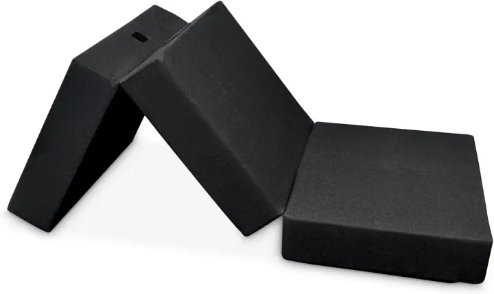 Colchón Plegable para Invitados con Cierre y Asa, Espuma de Gran Densidad y Funda en Tejido Transpirable Gris Oscuro, 90 x 190 - 1