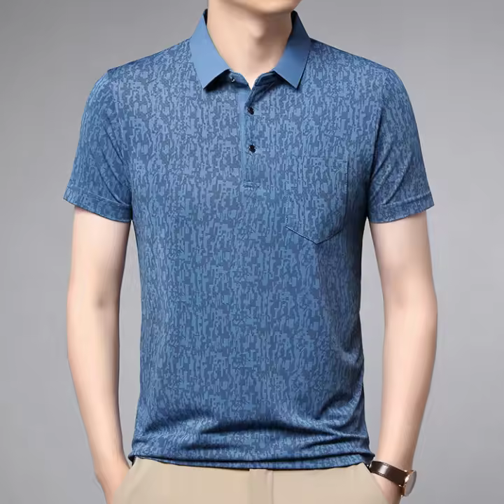 Verano de mediana edad y ancianos papá casual moda color sólido versátil popular camiseta ligera transpirable suave corto - 1