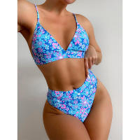 Freckange-Bikini con estampado Floral para mujer, traje de baño con cordón, conjunto de Bikini, traje de baño para mujer, Bikinis de cintura alta para playa 2021 - details 1