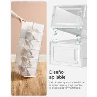 Cajas de Zapatos de Plástico Juego de 18 Organizadores Plegable, Apilable, Transparente, Blanco - details 2