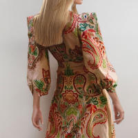 2025 primavera nueva ropa de mujer estilo europeo y americano cuello en V cintura de manga larga diseño delgado vestido en forma de A mujeres - details 1