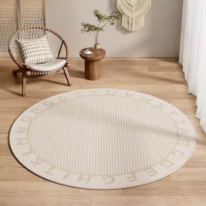 Alfombra redonda de cristal y terciopelo para sala de estar, hogar simple, mesa de café, alfombra de piso para dormitorio, mesita de noche, manta, guardarropa, mecedora, cojín de pie - 1