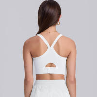 Sujetador deportivo de nailon para mujer, camiseta sin mangas de color sólido, transpirable, de secado rápido - details 2