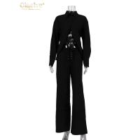 Conjunto de Moda de Lino Blanco Elegante Camisa de Manga Larga y Pantalones Anchos con Cintura Media Estilo Streetwear para Mujeres 2024 - details 5