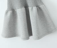 Vestido de tenis de punto americano nuevo de otoño para mujer, vestido corto de manga corta con cuello de solapa, mini vestido gris ajustado para mujer - details 2