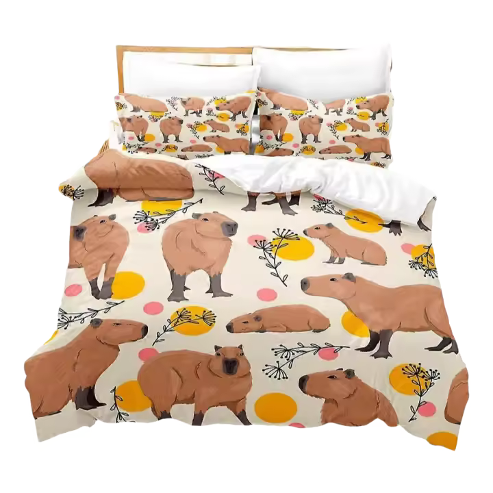 Juego de Ropa de Cama Kawaii de Capybaras Conjunto de Cama para Adultos y Niños - 1