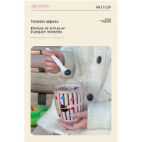 Taza de fruta portátil taza de ensalada de aspecto alto con tenedor y cuchara de Picnic de doble capa drenando taza fresca - details 3