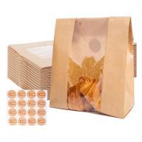 Bolsas de papel para almacenamiento de pan con ventana transparente, pegatinas de sellado para galletas, dulces y golosinas, 100 paquetes - details 0