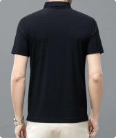 Polo de seda helada para hombre, camiseta de manga corta de malla transpirable de alta gama, ropa deportiva informal de color sólido de alta calidad - details 6
