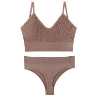 Sujetador deportivo de color sólido para mujer, ropa interior de gimnasio, yoga, entrenamiento atlético, suave, acolchado, 2 piezas - details 27