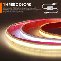 Tira de luces LED COB regulable de 220V con adhesivo, enchufe europeo, cinta Flexible impermeable IP65, Luz lineal de alta densidad - details 0