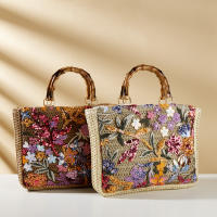 Bolso bordado de lujo para mujer, nicho de moda, paja, gran capacidad - details 2