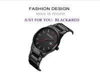 Premium lujo 2018 cuarzo creativo Vogue rojo y negro banda de acero inoxidable hombres de negocios relojes de primeras marcas De Luxo impermeable Dropshipping - details 5