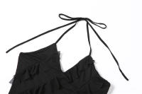 Color sólido de mujer, diseño irregular a la moda, cinturón Cor, cuello colgante - details 5
