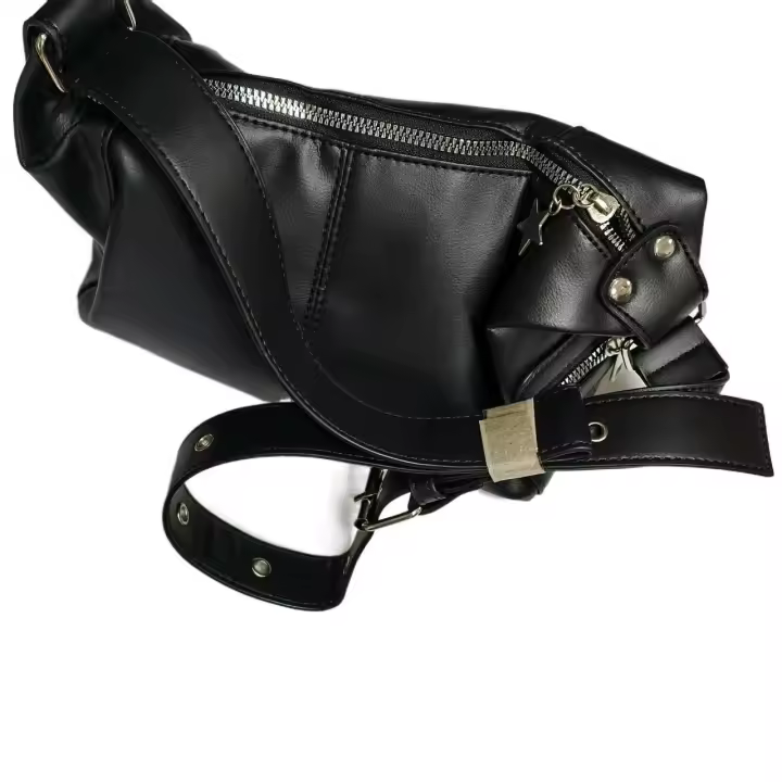 Bolso Crucero Negro Chic Bolso de Mano de Moda con Cadena de Estrellas, Cierre de Cremallera, Forro de Poliéster Perfecto para Uso Diario Casual y Viajes - 1