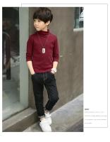 Otoño niños y niñas suéter de cuello alto suave de Color sólido niños prendas de punto de invierno camisa básica de manga larga suéter para niños niños - details 4