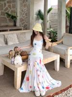 Vestido de color agua con sentido del diseño, camisola para mujer, nueva falda de verano ajustada fi fishail, larga única y hermosa estilo occidental - details 0