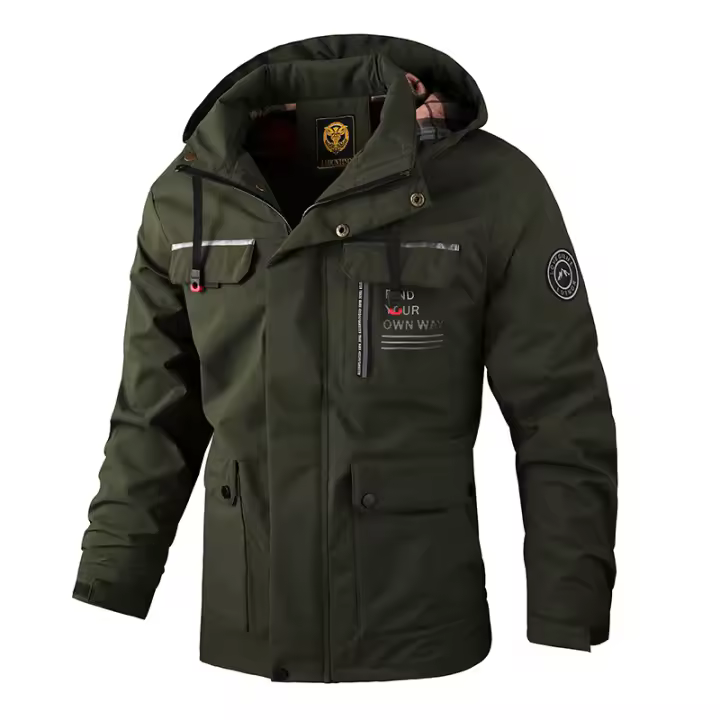 Chaqueta impermeable con capucha para hombre, abrigo informal a la moda, para exteriores, primavera y otoño - 1