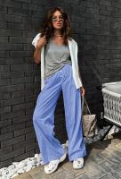 Pantalones de Algodón Originales para Mujer Diseño a Rayas Azules Cómodo y Elástico - details 2