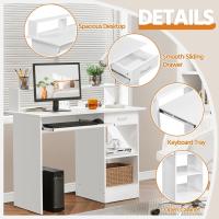 Mesa de Escritorio Blanca Espacio de Almacenamiento con Soporte de Monitor - details 5