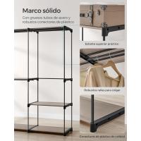 Armario de Ropa, Perchero, Burro Ropa, 124 x 43 x 182 cm, 2 Secciones para Colgar, con Compartimentos, Gran Capacidad, para Dormitorio, Salón, Lavandería, Topo RYG026R02 - details 40