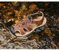 Sandalias de cuero para hombre, zapatos informales antideslizantes para playa y exterior, talla grande 38-48 - details 26
