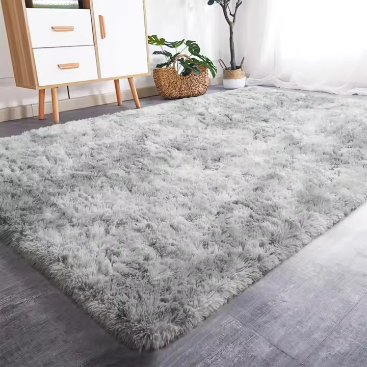 Alfombra Salón Pelo Largo Shaggy Alfombras de Habitacion Modernas Grandes Gris Alfombra Antideslizante Suave para Dormitorio Comedor Alfombra de Felpa (160 x 200 cm, Gris Blanco) - 1