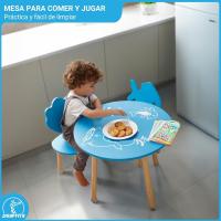 Mesa y Silla Infantil Divertidos Formas Marinas y Juego en Raya Madera de Pino Montaje Fácil - details 6
