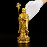 Adorno de latón pequeño que presenta bronce haciendo grandes deseos estatua de Buda de pie Ksitigarbha Bodhisattva de gran tamaño - details 4